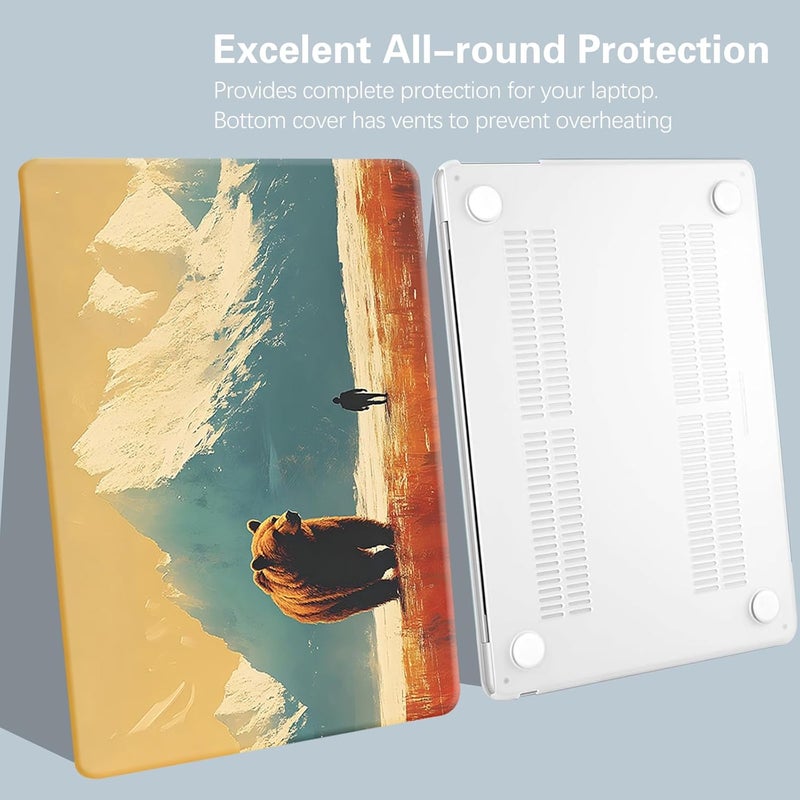 KEROM Compatible for MacBook Air 13 inch Case 2025 M4, 2024-2022 M3 M2 A3240 A3113 A2681, Cute Sleek Aesthetic Plastic Hard Shell with Keyboard Cover for MacBook Air 13.6 inch Case, Bear - Image 4